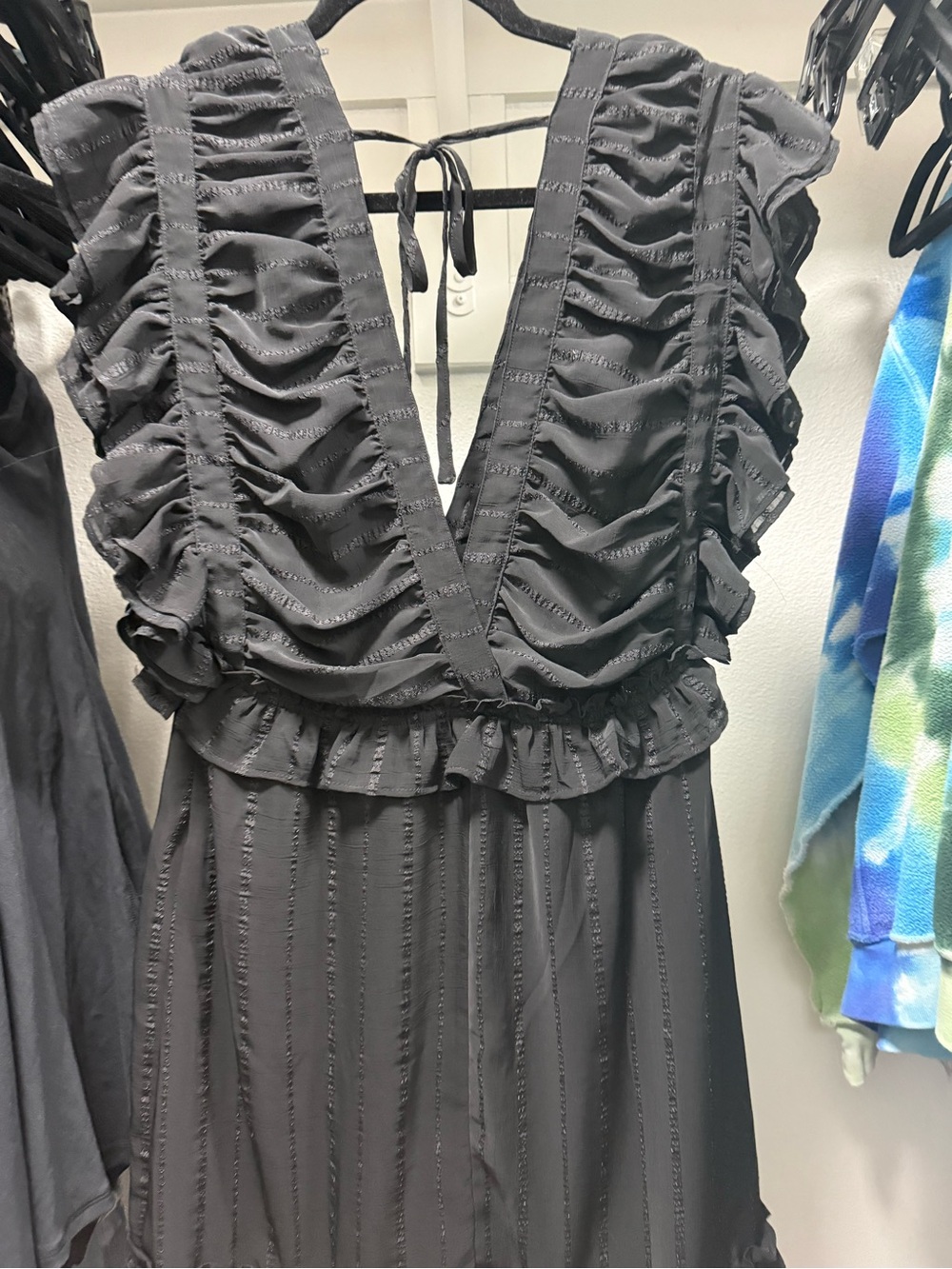 FAVLUX Black Textured Ruffle Dress - Picture 7 of 7